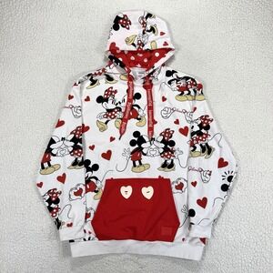 Disney Loungefly Mickey Minnie Hoodie Women's XL Love Hearts Pullover Kawaii